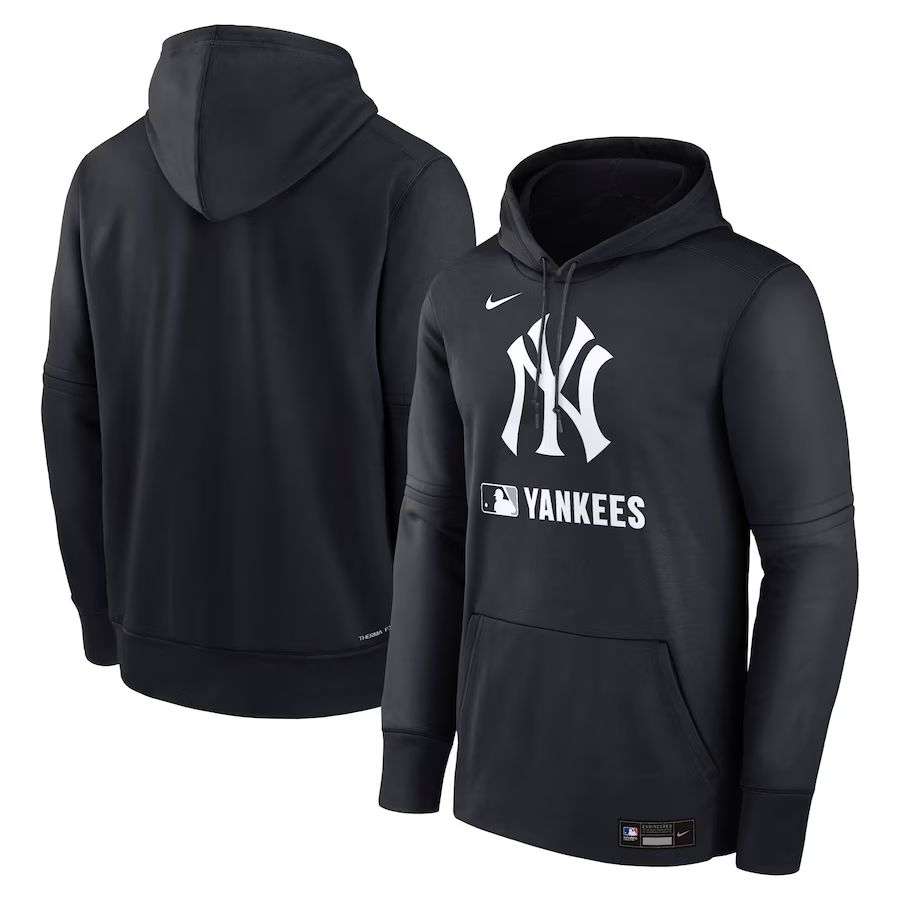 Men 2025 MLB New York Yankees Black Nike hoodie style 1
